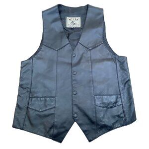 Wilda Genuine Leather Black Vest For Men Casual Western Style Sz S